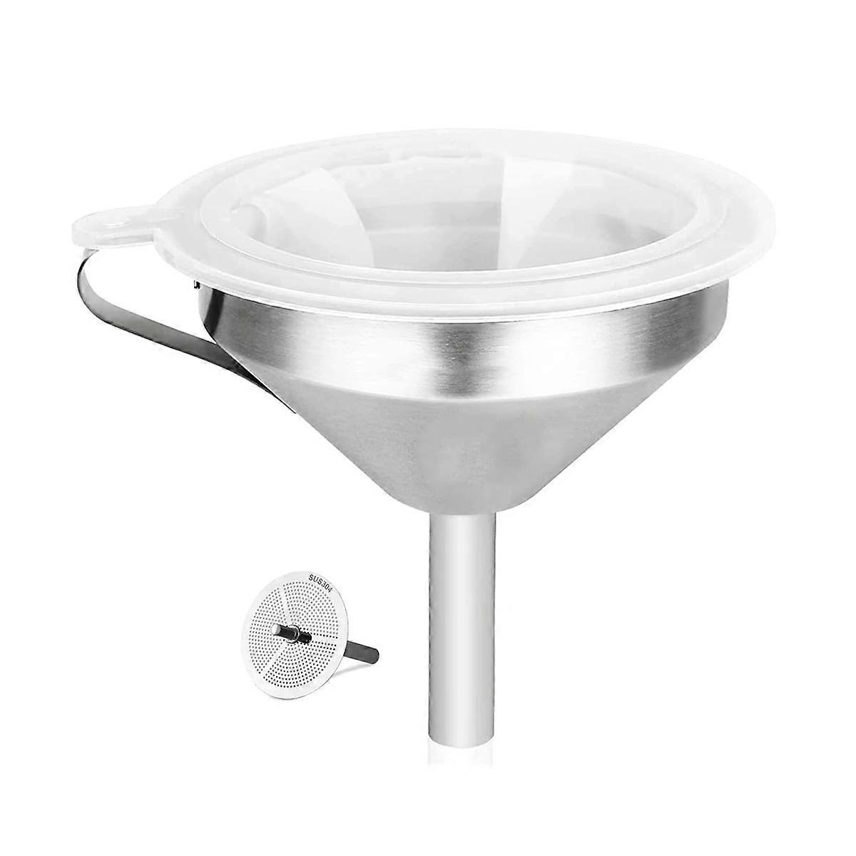 5.9 Inch 304 Stainless Steel Kitchen Funnel with 200 Mesh Food Filter Strainer for Transferring Liq