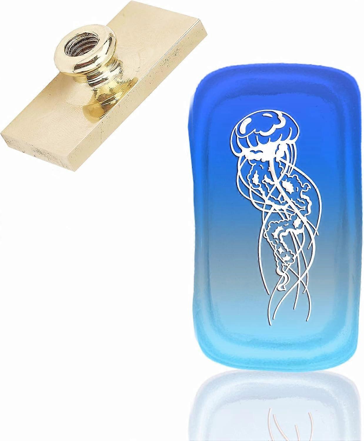 Wax Seal Stamp Head Jellyfish Ocean Themed Rectangle Sealing Wax Stamp Head Only Removable Brass Seal Head for Wedding Invitation Envelopes Halloween