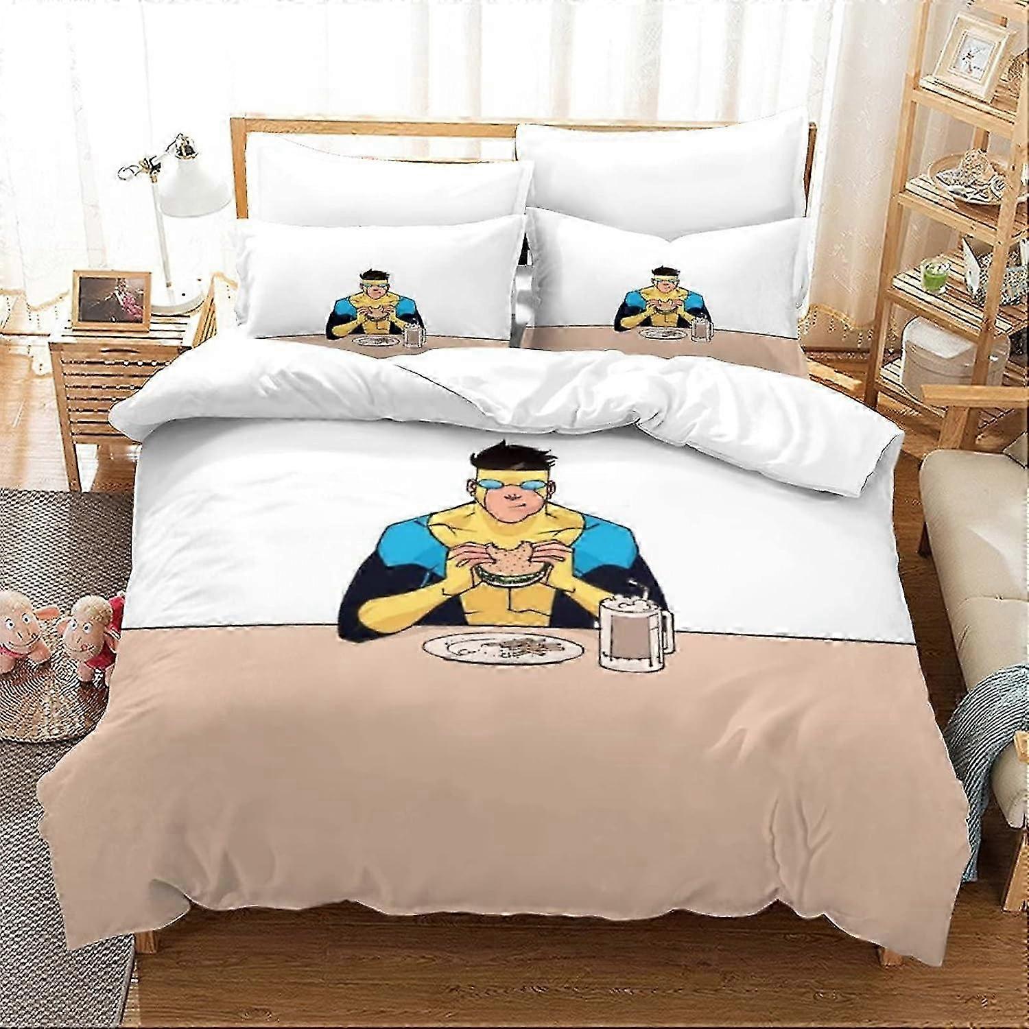 Oövervinnerlig påslakan Set D Mark Grayson Tryckt Mönster Superhjälte Sängkläder Påslakan Set för barn, Microfiber Dubbel 135 * 200 CM