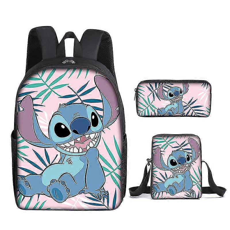 Stitch Schultasche Kinder Rucksack oder Lunchtasche oder Federmäppchen oder 3pcs Set Dinosaurier Print Rucksack für Kinder