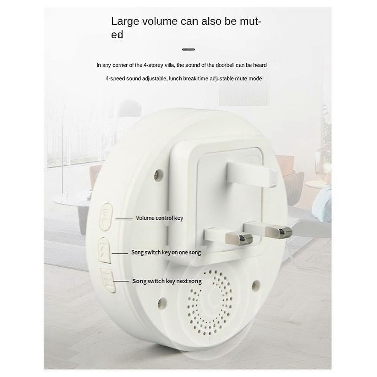 EU Plug Wireless Doorbell Waterproof Smart Doorbell IP68 Home Door Bell Intelligent 58 Songs 4-Leve
