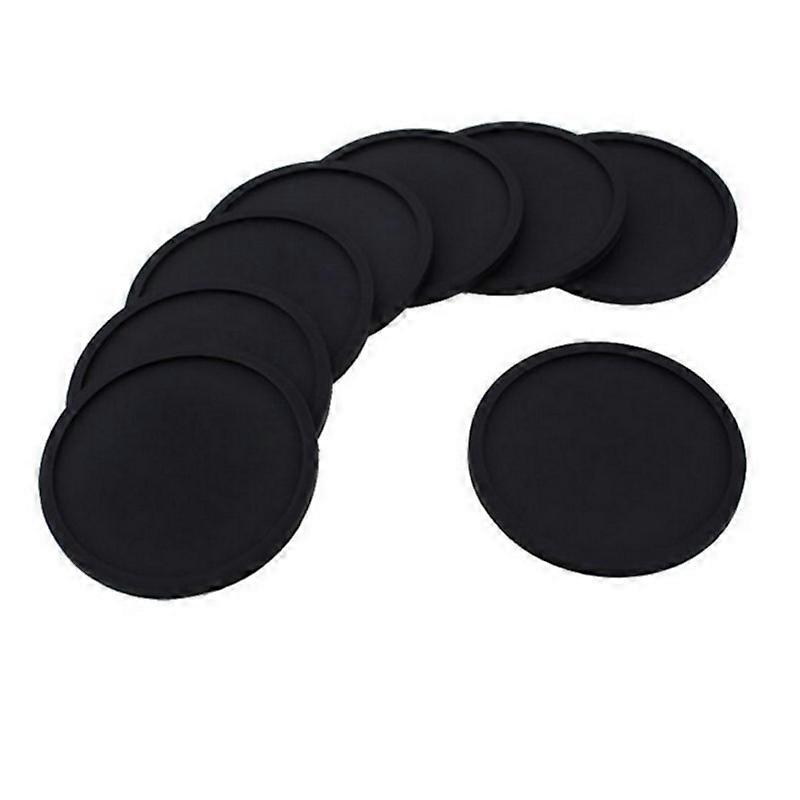 Thick Round Silicone Coaster Creative Soft Rubber Coaster Heat Insulation Tea Coaster (Black),2024 Ping