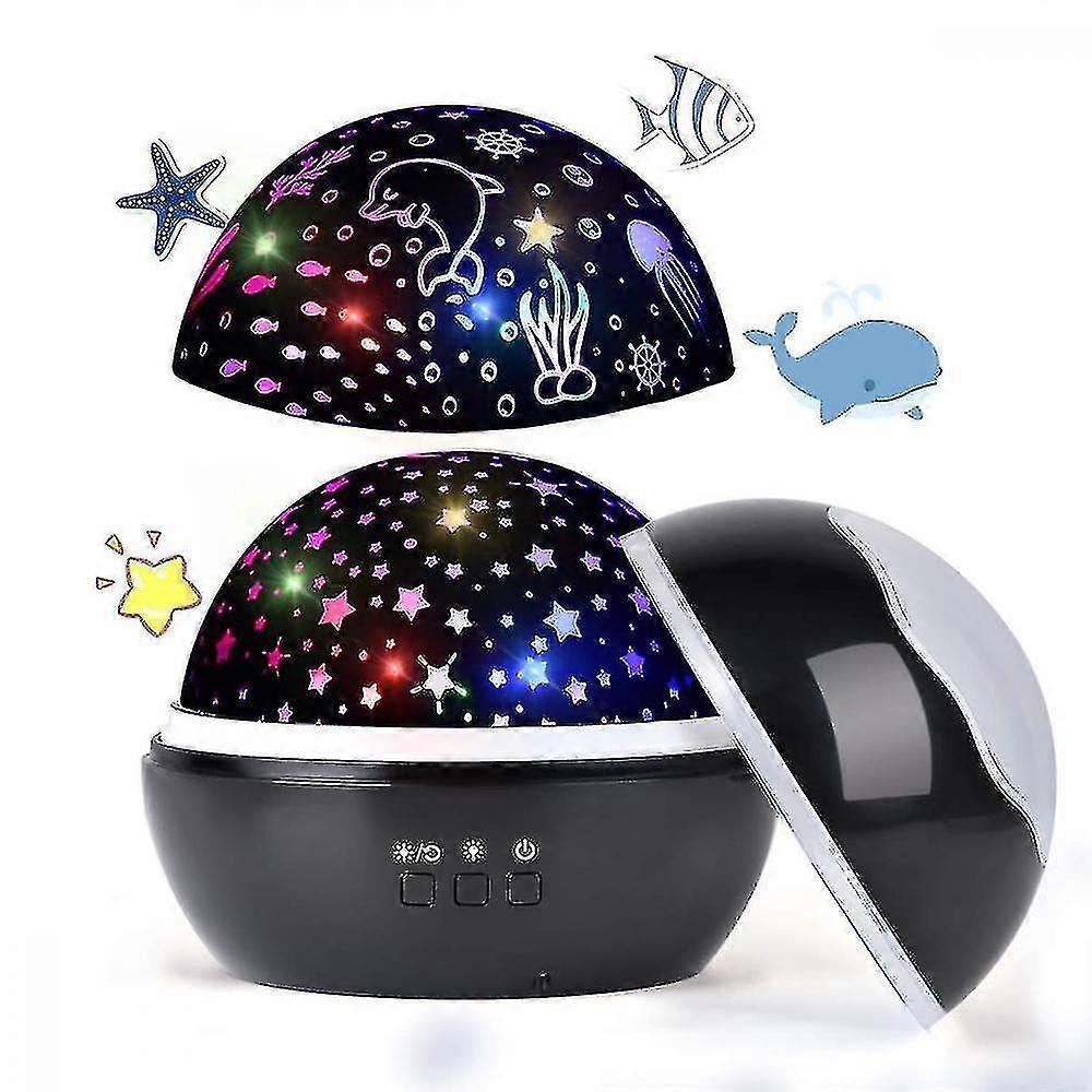 2 In 1 Led Star Light Projector, Ocean Wave Projection Lamp, 8-color(black)