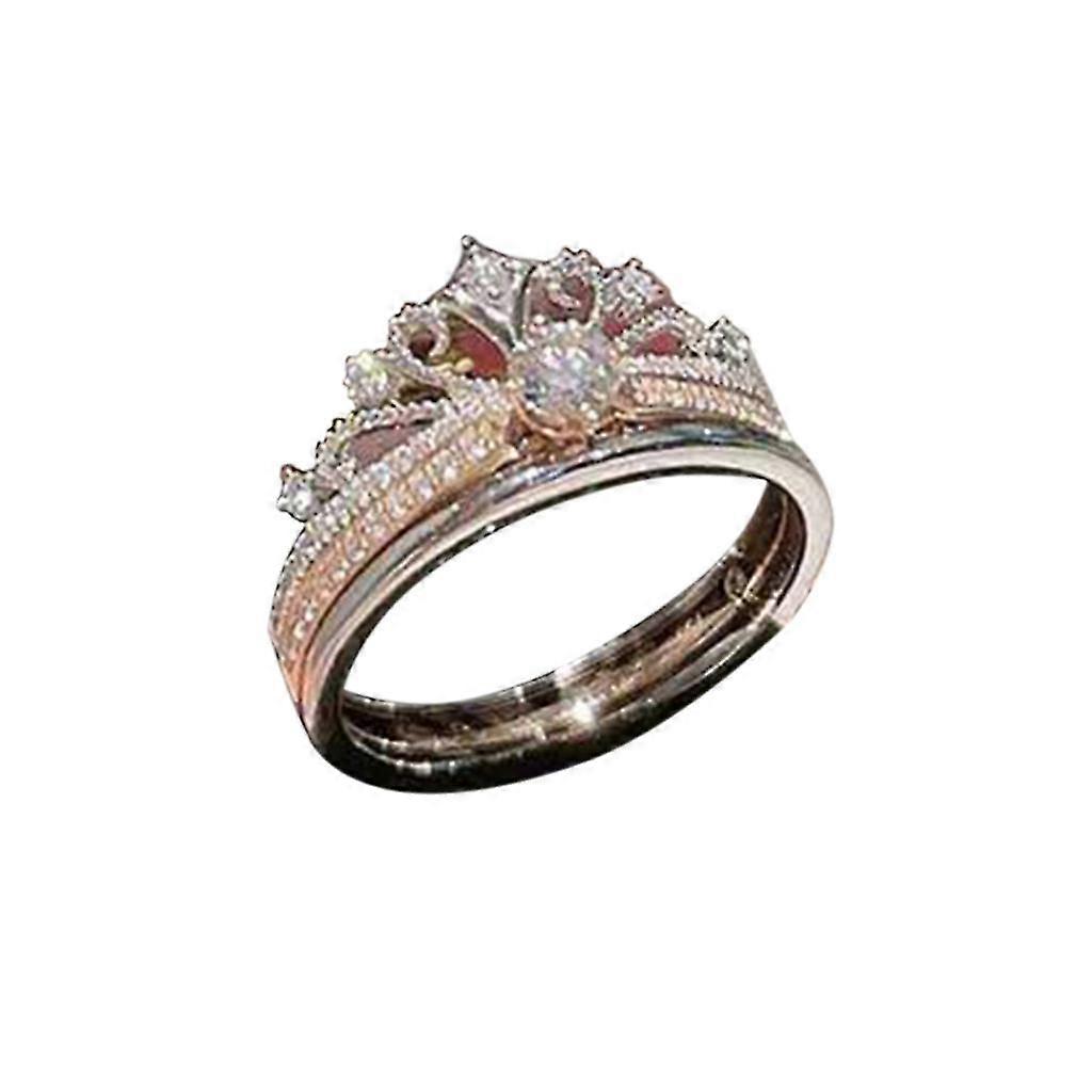 2pcs Vintage Queen Ring Silver Prinsesse-krone Finger Ring bryllupsdag