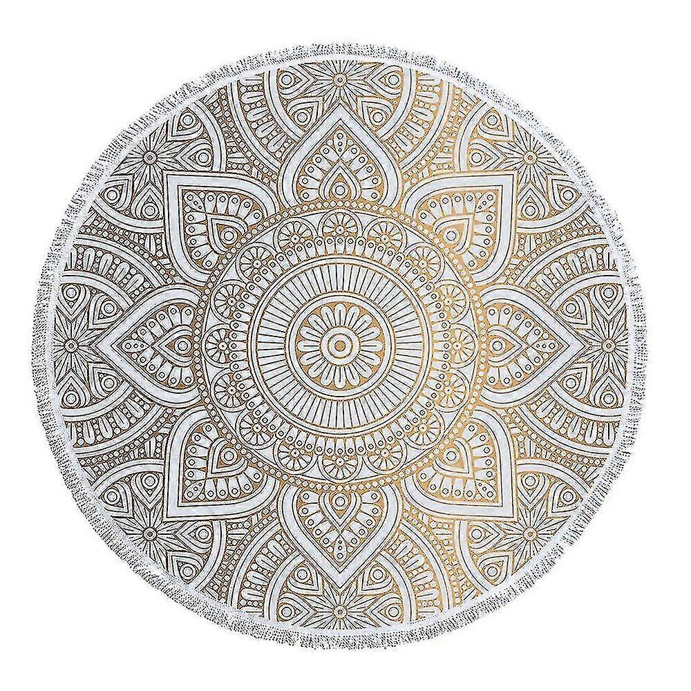 Round Microfiber Mandala Beach Towel Indian Hippie Boho Beach Towel With Tassels Oversized Wrap Bla