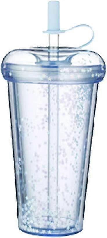 Drinking Cup, Double-walled Straw Cup Coffee Cups Cup 420ml Drinking Bottle With Lid And Straw For Juice Coffee Reusable