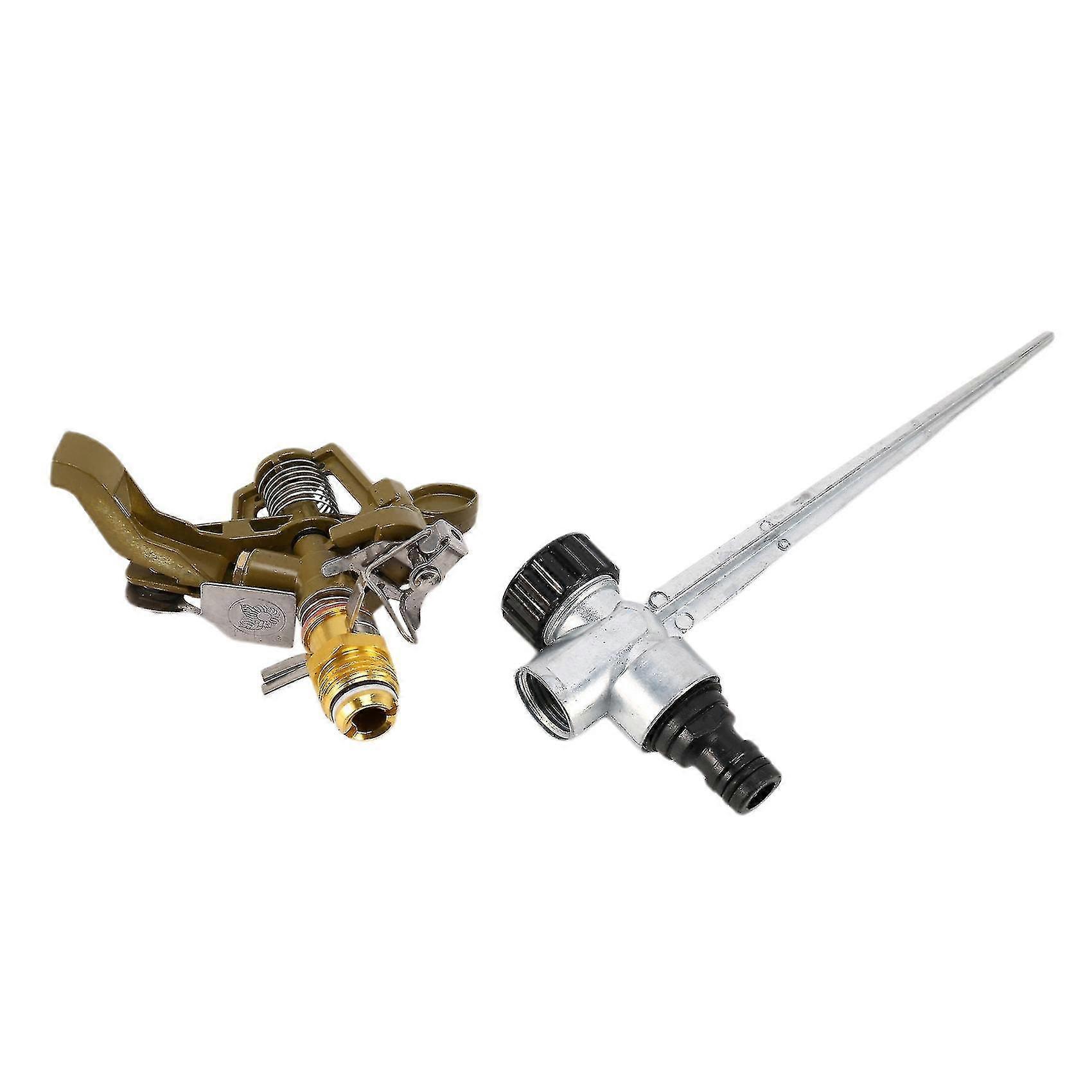 4pcs Metal Pulsating Sprinkler 360 Degree Rotation Lawn Watering Sprinklers With Spike For Garden I