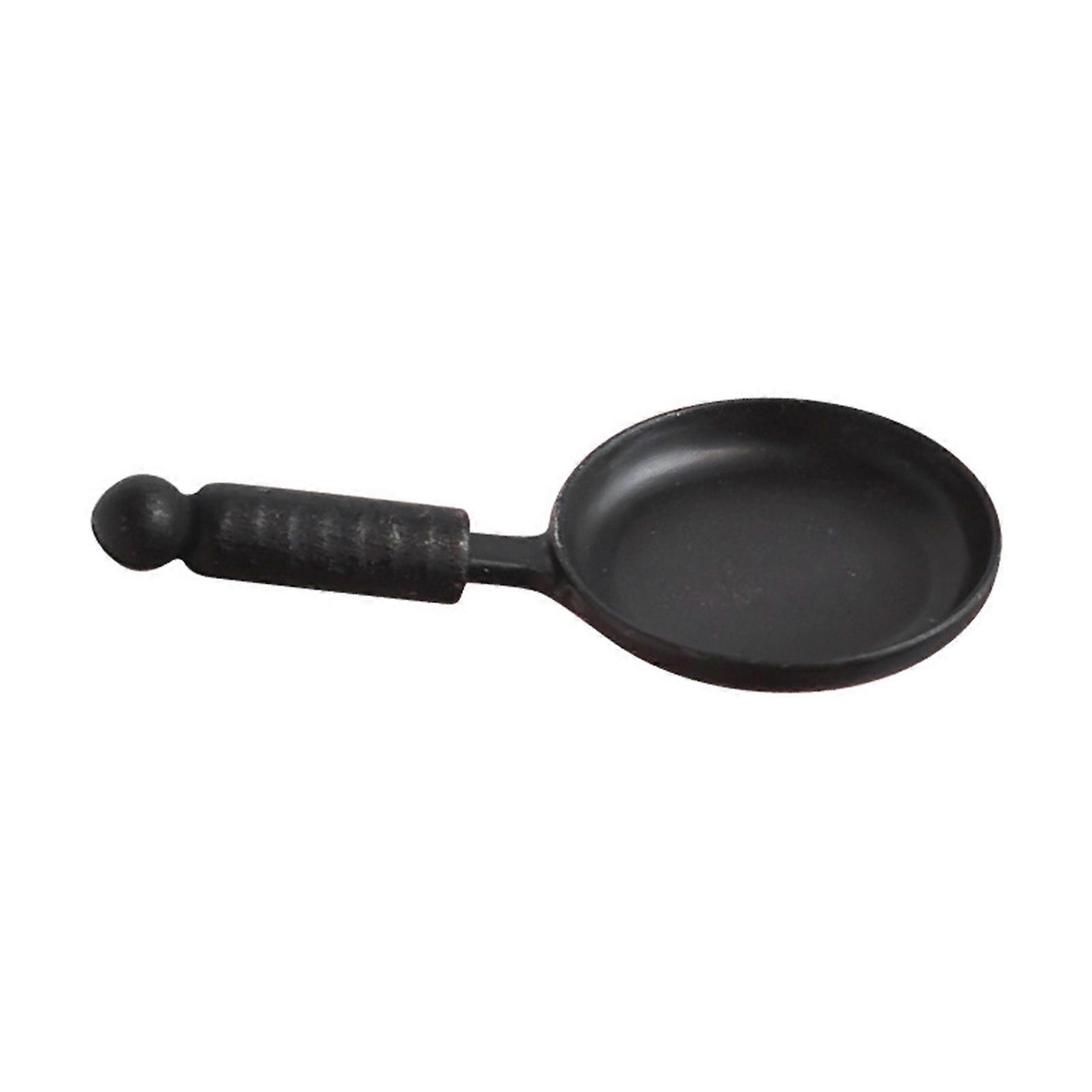 1/12 Scale Dollhouse Miniature Frying Pan Model Realistic Looking Cookware Frypan Role Play Kitchen Toy Accessories