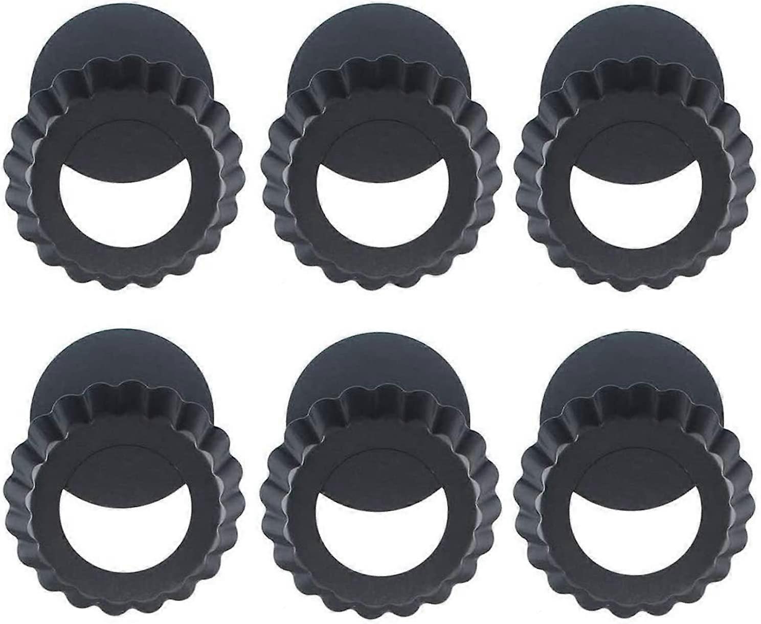 Cake Tin with Lifting Base  10 Cm Mini Quiche Pan Good Non-Stick Coating Cake Tin with Scalloped Edge,Cut-Resistant,Ready-To-Use-6-Piece Set