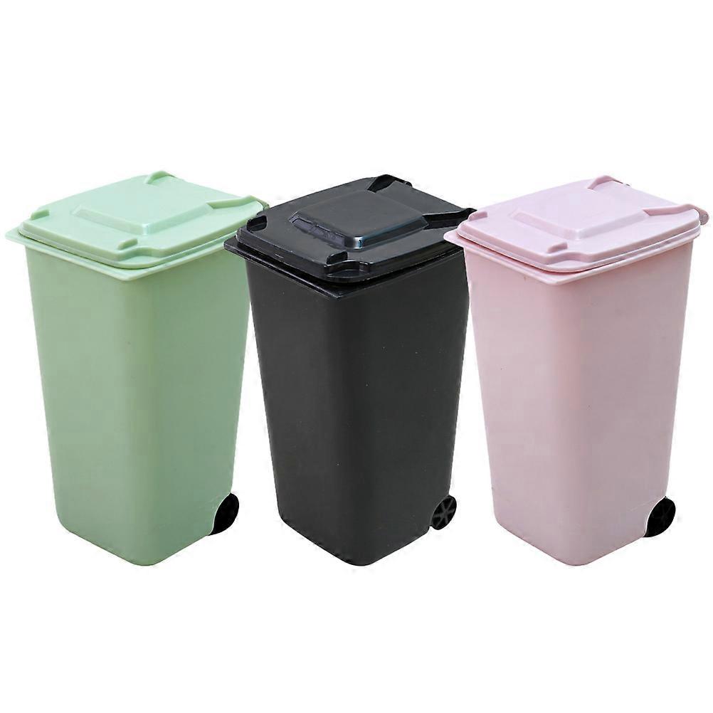 3Pcs Desk Covered Trash Can Multi-function Mini Trash Can Desktop Waste Bucket Office Supplies