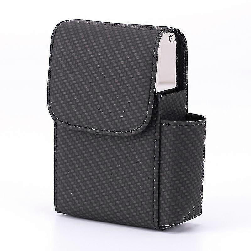Pu Leather Sliding Cigarette Box Case rustfritt stål sigarettetui med lettere holder og belte loop for menn Niuniu