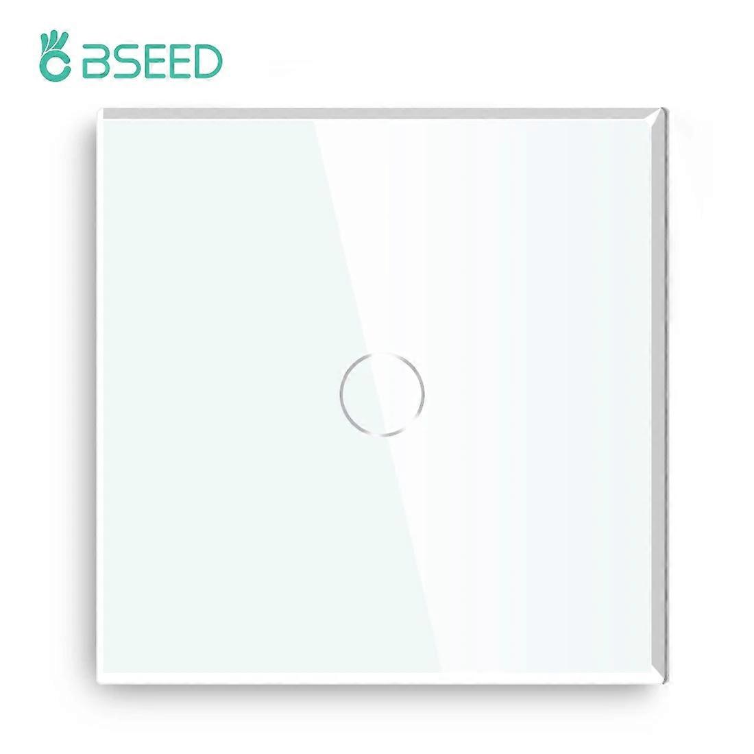 BSEED Touch Light Switch EU Standard Wall Socket With USB Type-C Crystal Glass Panel White Color Power Plugs 1/2/3Gang Switch Baby Monitors
