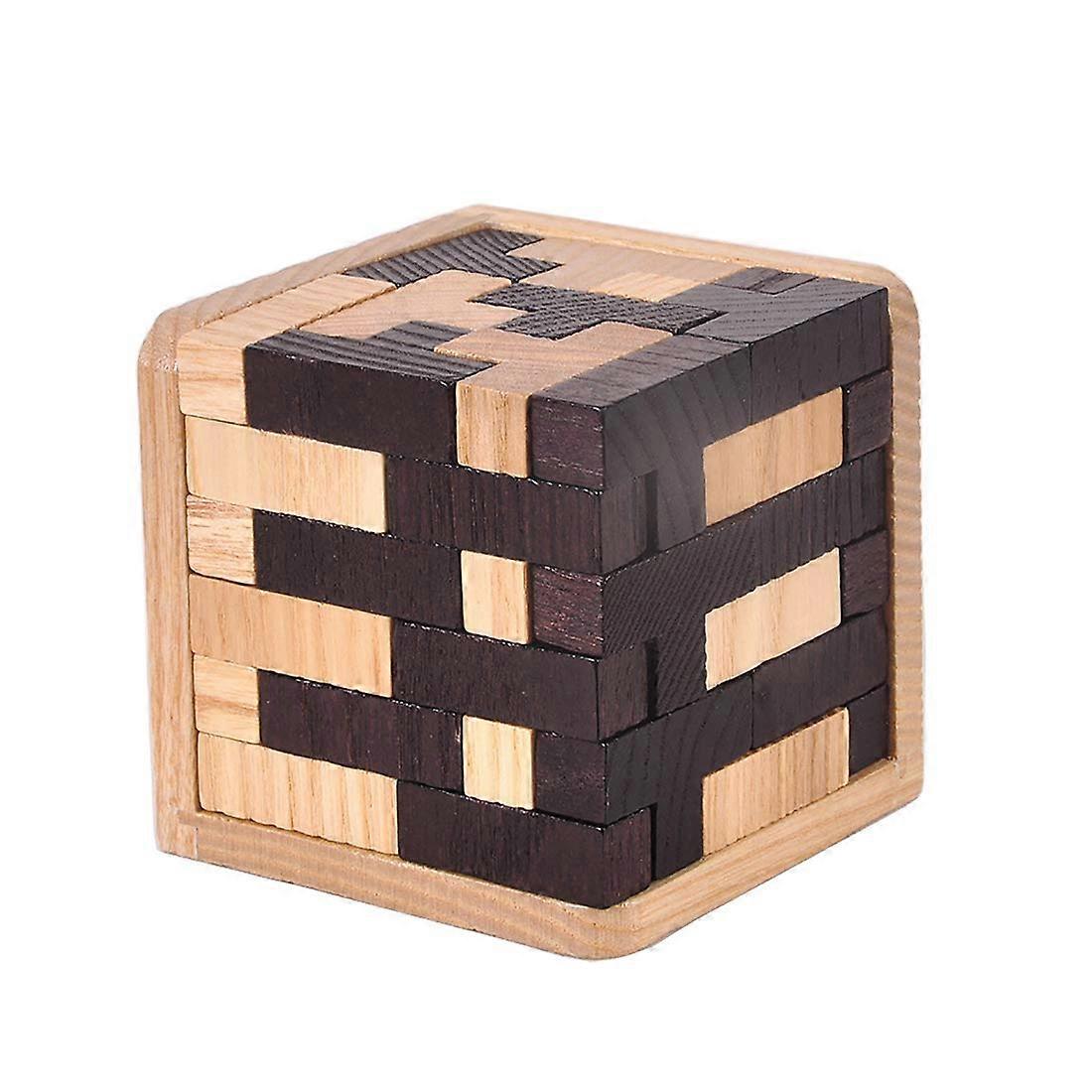 Träkubpussel med 54 bitar T-formade block