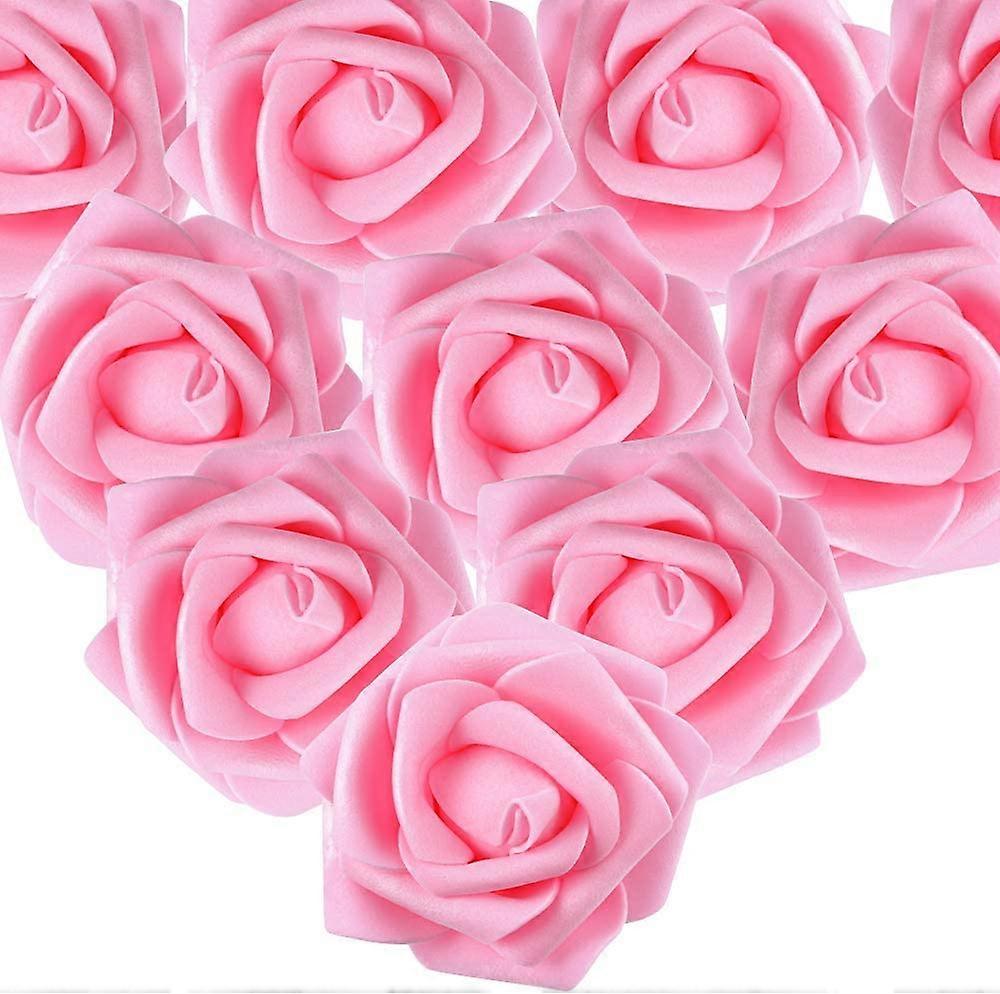 100pcs الورود البيضاء الاصطناعية 7 سم الزهور، زهرة رؤساء الحلي البيضاء، مأدبة الزفاف الشعر الأبيض الحلي