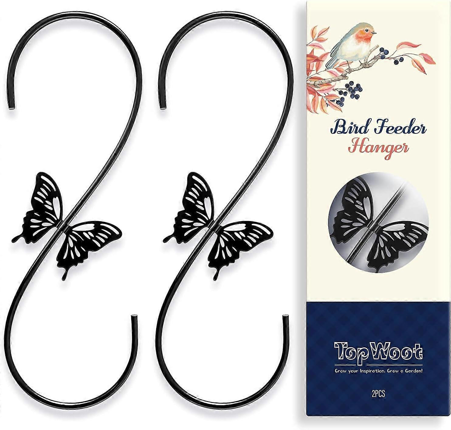 2 Pack Metal Bird Feeder Hooks 12 Inch Butterfly Design Hooks for Hanging Bird F %
