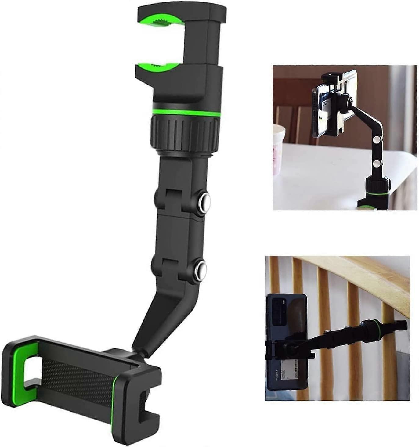 New 360 Rearview Mirror Phone Holder for Car Multifunctional Mount Phone and GPS Holder Universal Rotating Car Phone Holder, Can be Fixed and Adjusted