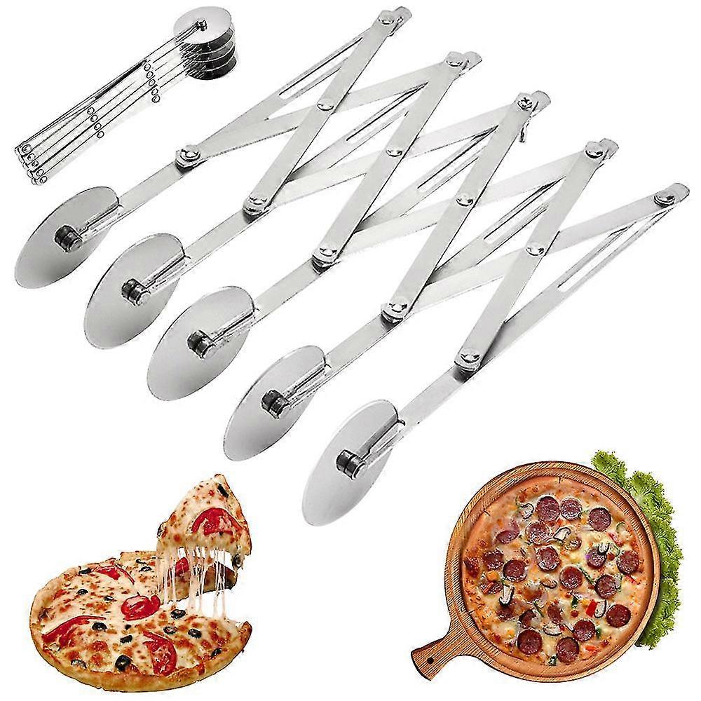 rustfritt stål pizza kutter multi-hjulet deig skille bakverk kniv baking cutter 5 hjul