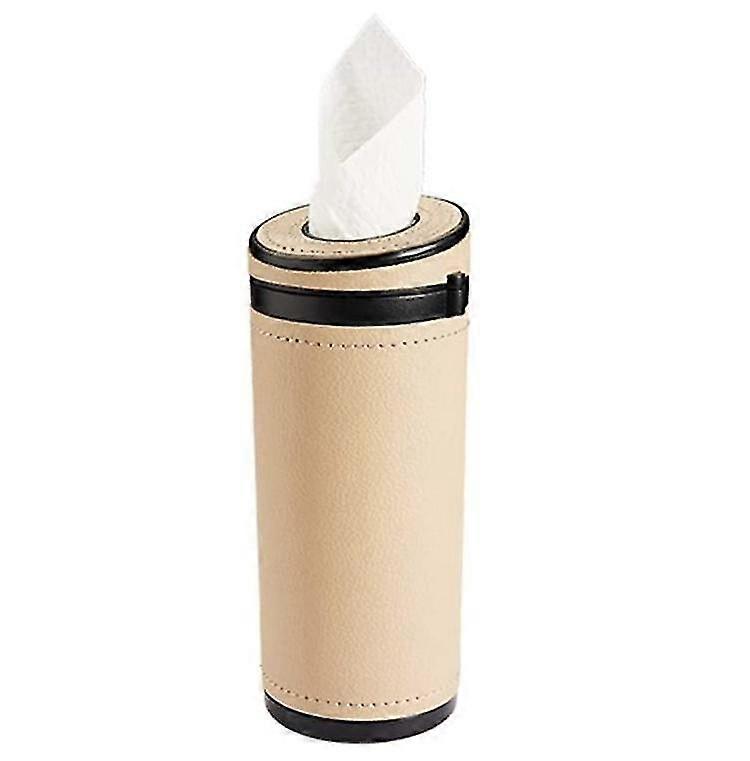 Beige - 18 * 7 * 7cm1pc bil vev boks, pu lær vev holder, bil vev holder, kontor bad bil vev holder