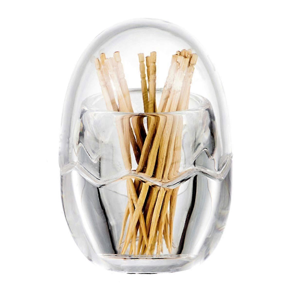 Clear Acrylic Toothpick Dispenser With Egg Shaped Lid