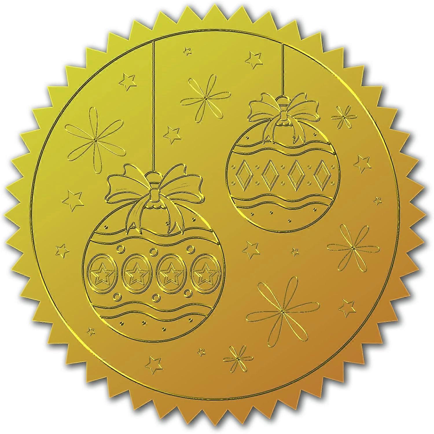 100pcs Gold Foil Certificate Seals Bow Embossed Gold Certificate Seals Light Bulb 2" Round Self Adhesive Embossed Stickers for Invitations Graduation
