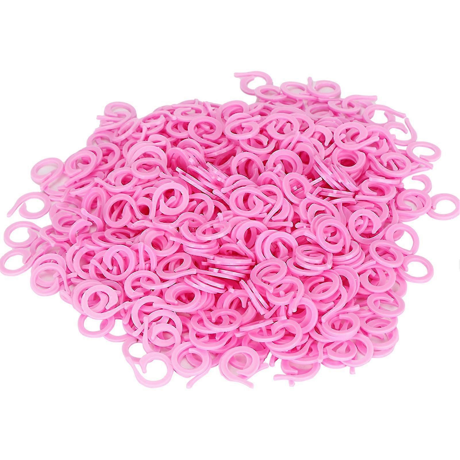 Pink Plastic Knit Marker Counting Split Ring Crochet Locking Sewing Accessories (500pcs)