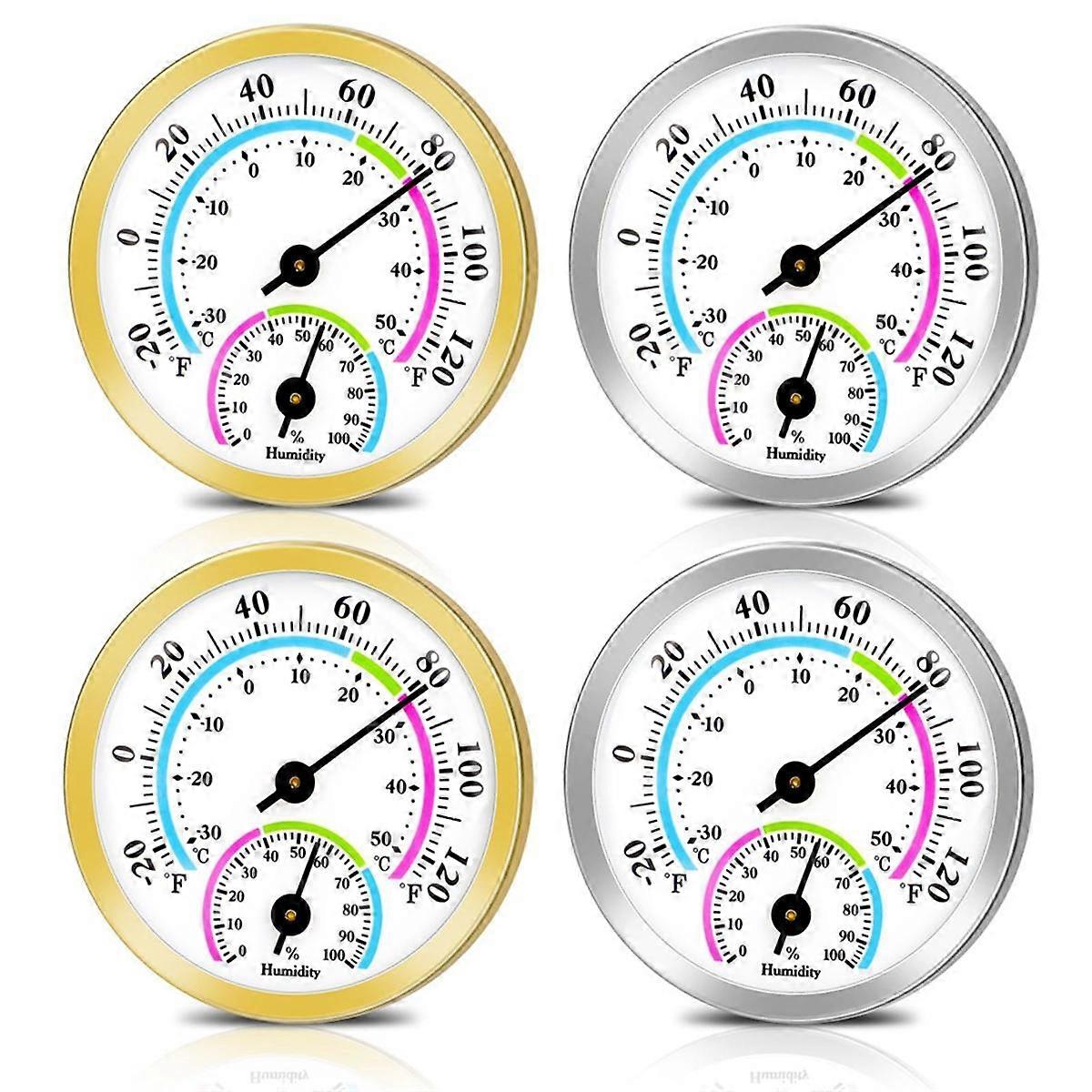 4Pcs Mini Thermometer Hygrometer, 2 in 1 Indoor Outdoor Temperature Humidity Monitor Gauge for Home