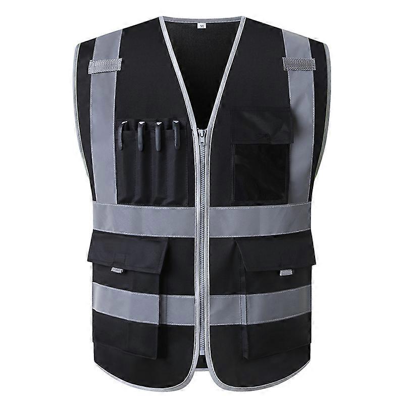 SFvest Sicherheit reflektierende Weste Bau Bauweste Sicherheitskleidung Arbeitsweste Multi Pocket schwarze Weste