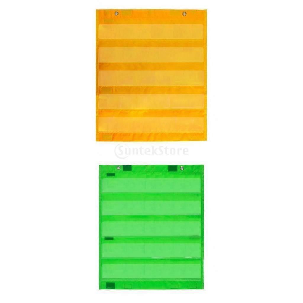 2Pieces Magnetic Pocket Chart Hanging Office Students Schedule Pocket Chart