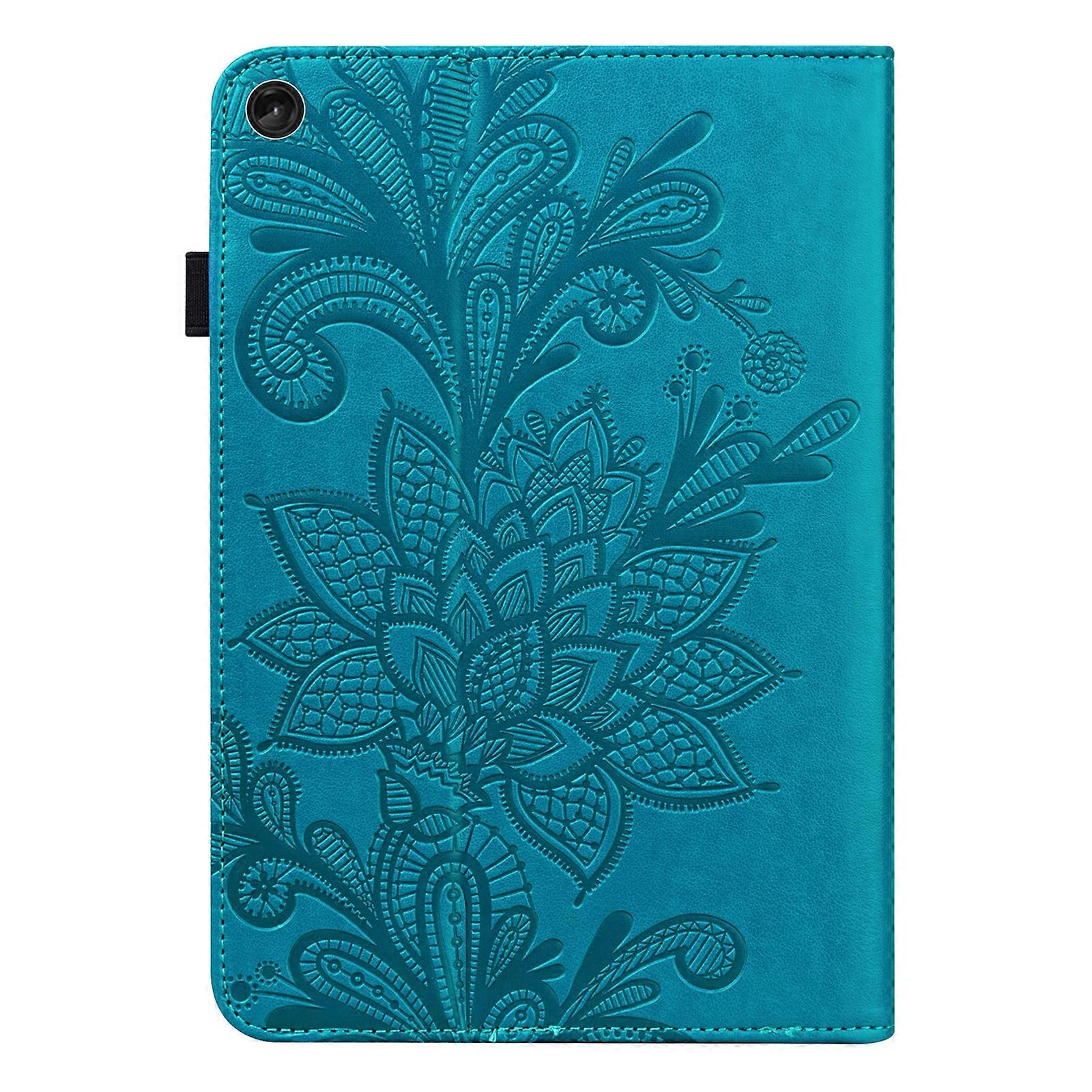 Tablet Case For Lenovo Tab M10 3rd Gen Lace Flower Embossing Pattern Leather Tablet Case(Blue)