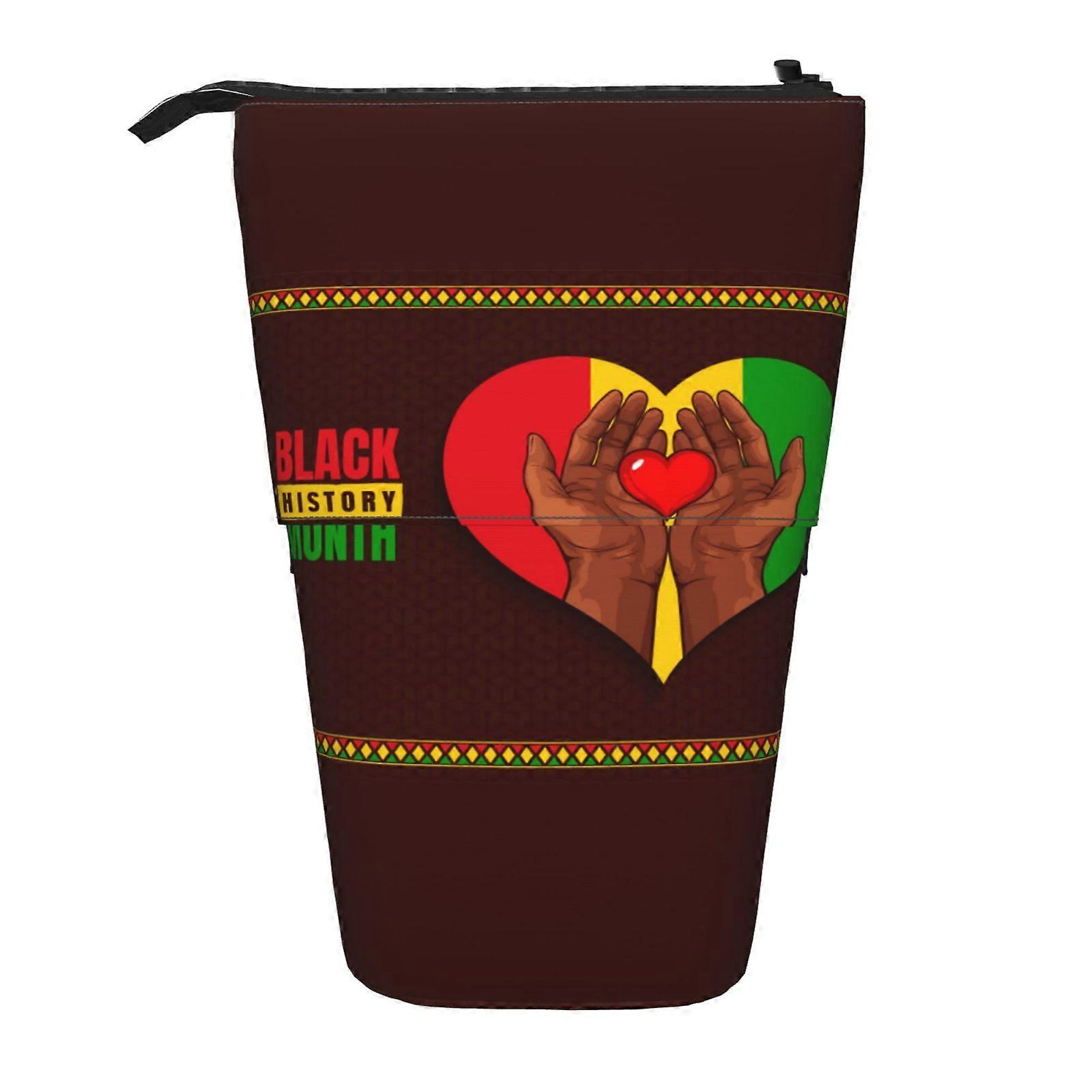 شهر التاريخ الأسود 2024 مقلمة الوقوف حقيبة قلم رصاص تلسكوبية مع سحاب حقيبة مكياج محمولة 2