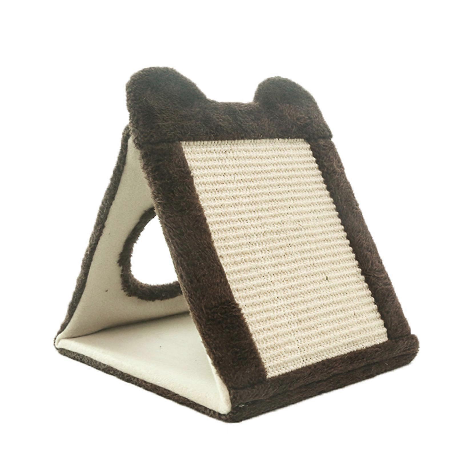 for Cat Scratcher Board Triangular Sisal Scratch Mat with Plush Pom Pom for Play