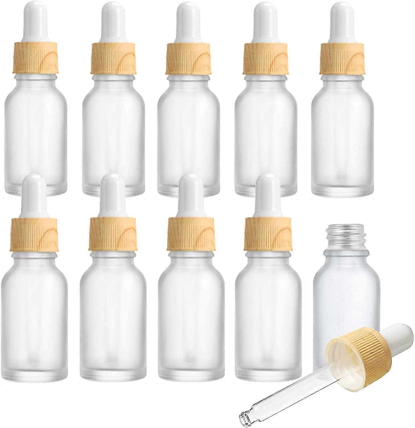 10pcs, 10ml Frosted Clear Glass Bottles With Dropper Pipettes, Mini Empty Dropper Bottles