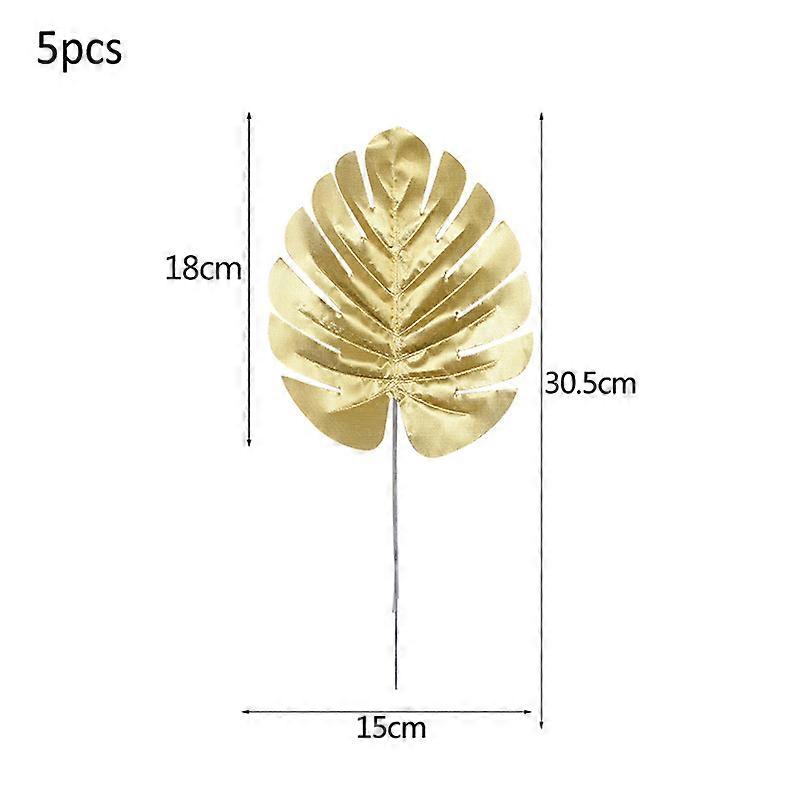 5stk kunstig guld skildpadde tilbage blad spredt haleblad DIY bryllup indretning til hjemmet julefrokost kunstige palmeblade