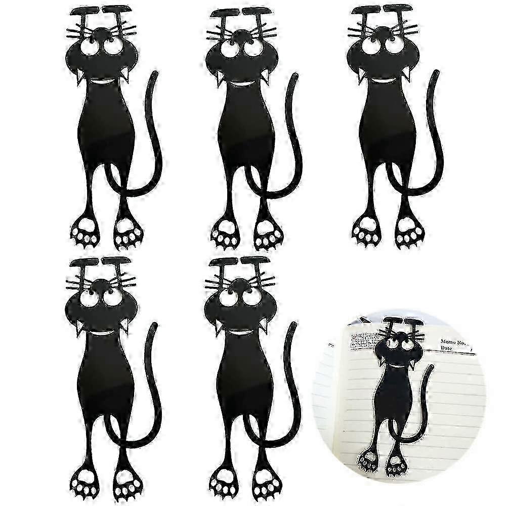 5pcs Bookmark Curious Cat Black colour Shaped cat 12cm Plastic