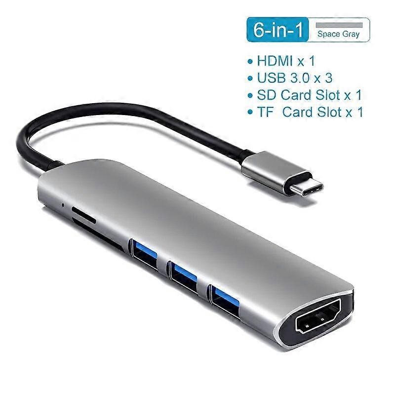 USB 3.1 Type-C Hub Adapter Thunderbolt 3 USB C Hub with Hub 3.0 TF SD Reader Slot for MacBook Pro/Air/Huawei Mate
