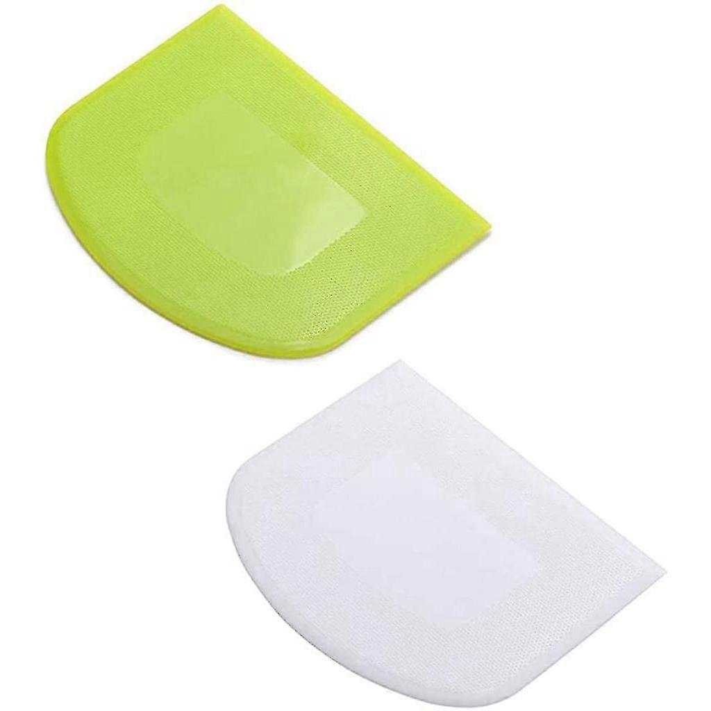 2 Pieces Dough Scraper Bowl Scraper Food-safe Plastic Dough Cutter Flexible Plastic Scraper Practic