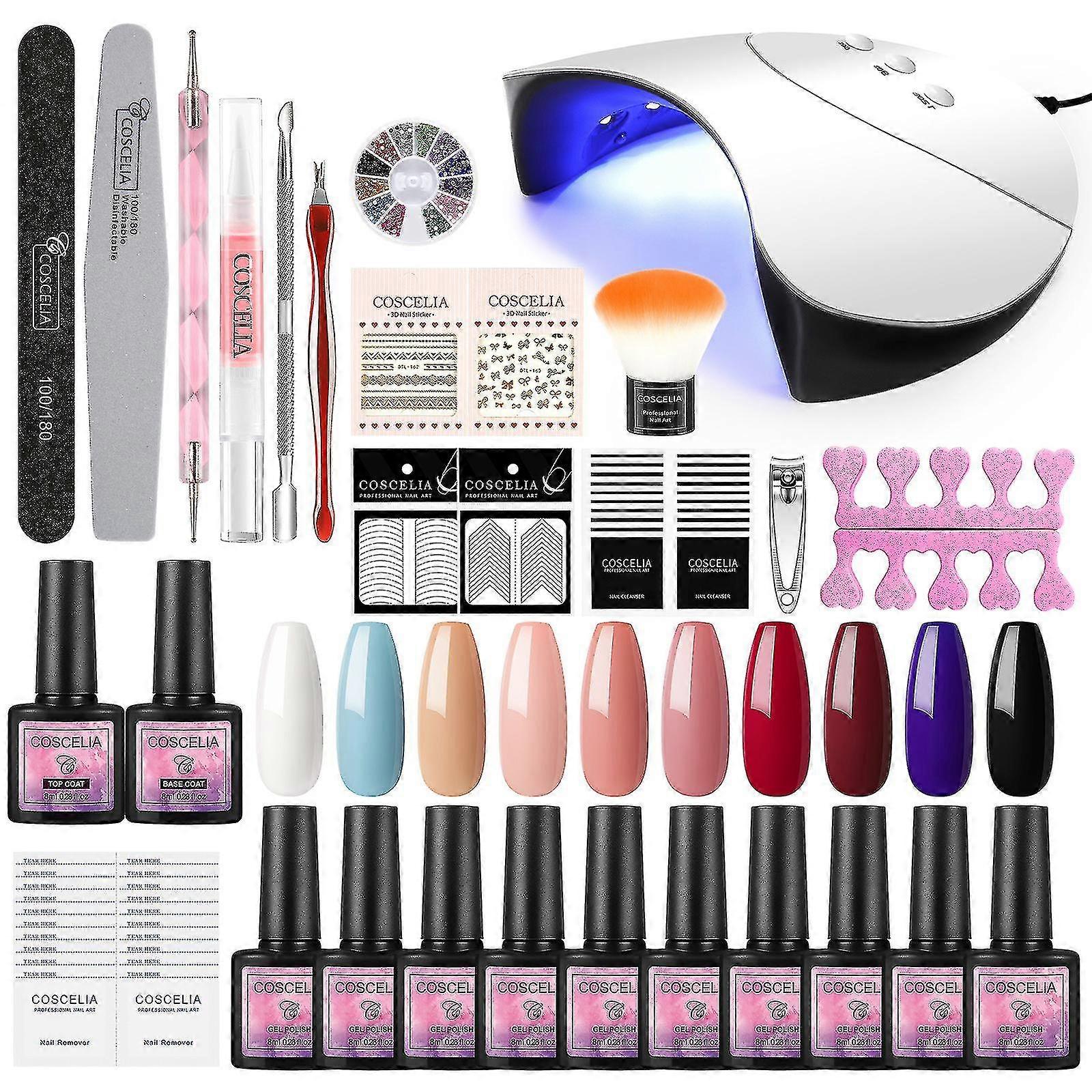 U Vライトとコスセリアジェルネイルポリッシュキットは、10色のゲルポリッシュNaが含まれています