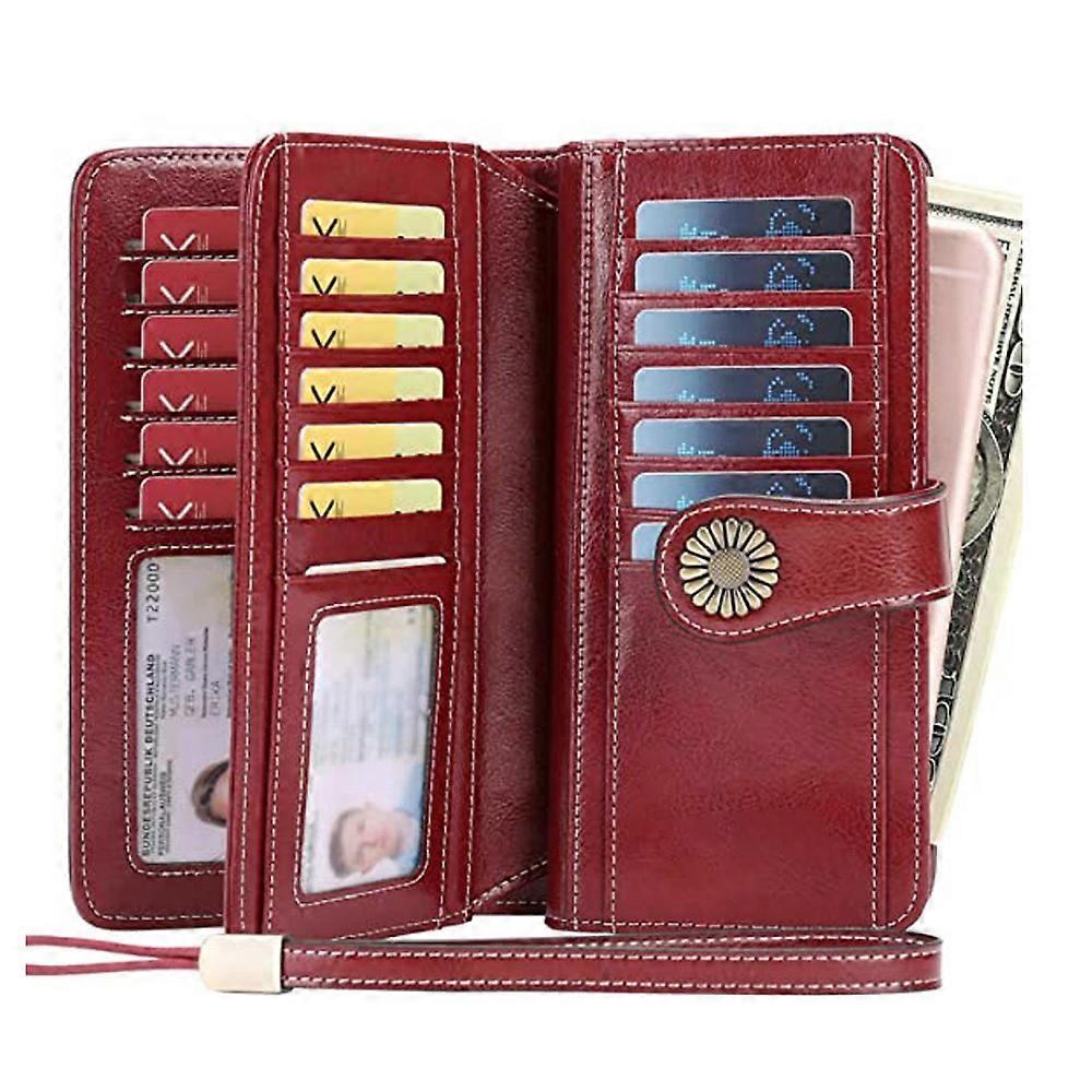Tool Bag Genuine Leather Women's Wallets With Genuine Leather Credit Card Holder With Large Capacity Rfid Blocking Wristband