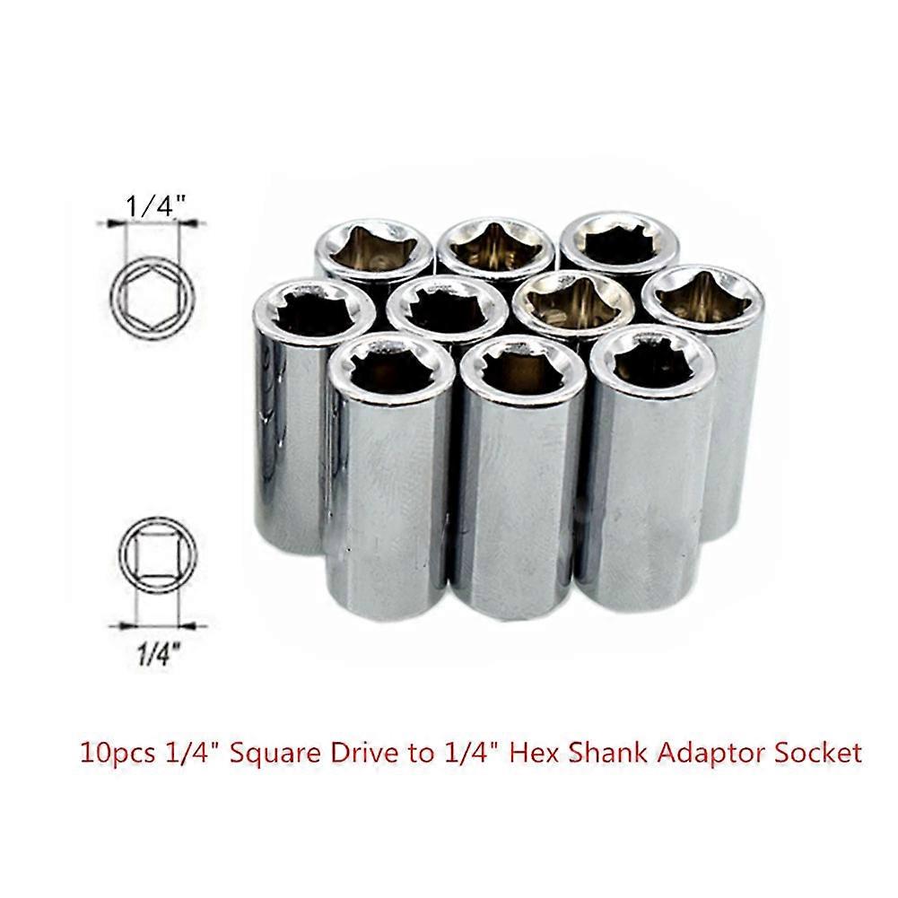 1/4" Square To 1/4" Hex Adapter Socket Drive Chrome Vanadium Steel Socket Bit Holder Useful Durable