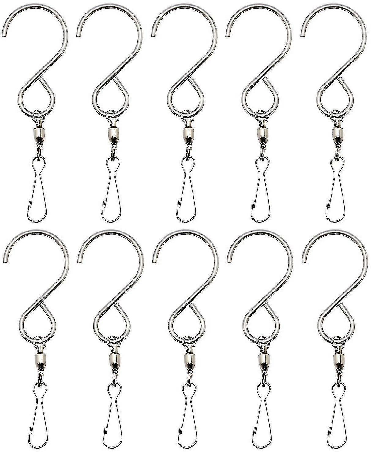 Swivel Hook Clips, 10 Pack Rotating Stainless Steel S-hooks Swivel Hooks Clips Chimes