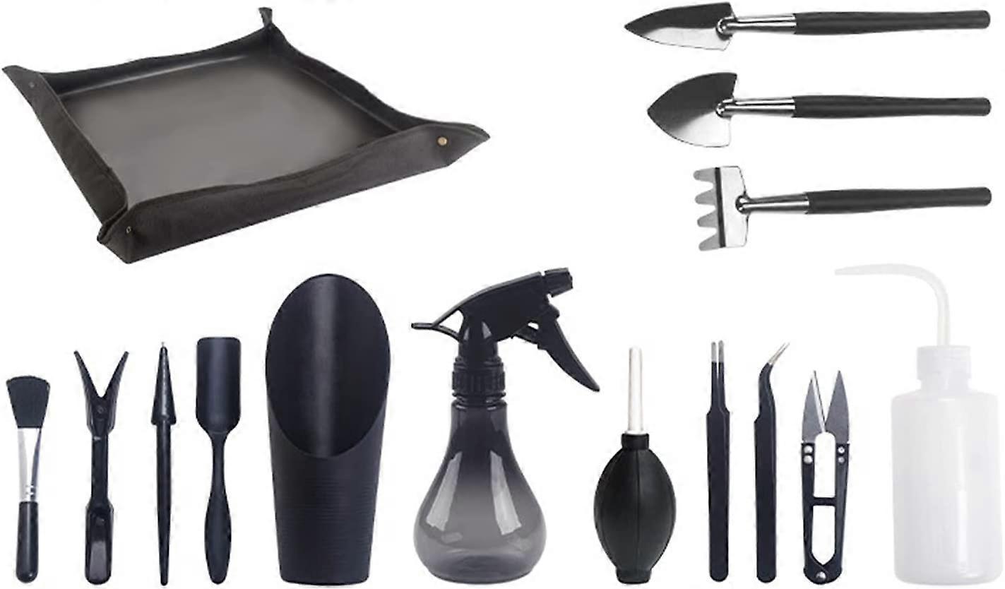 Set Of 14 Mini Plant Tools - For Bonsai - Pruner - Pruner - Mini Rake - String Trimmer