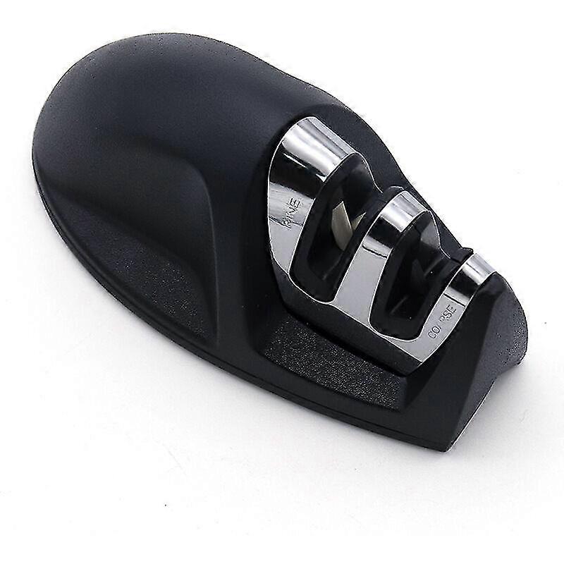 Professional Kitchen Sharpener 2 in 1 Manual Sharpener for Stainless Steel and Ceramic Knives of All Sizes, Black Anti-Slip Base