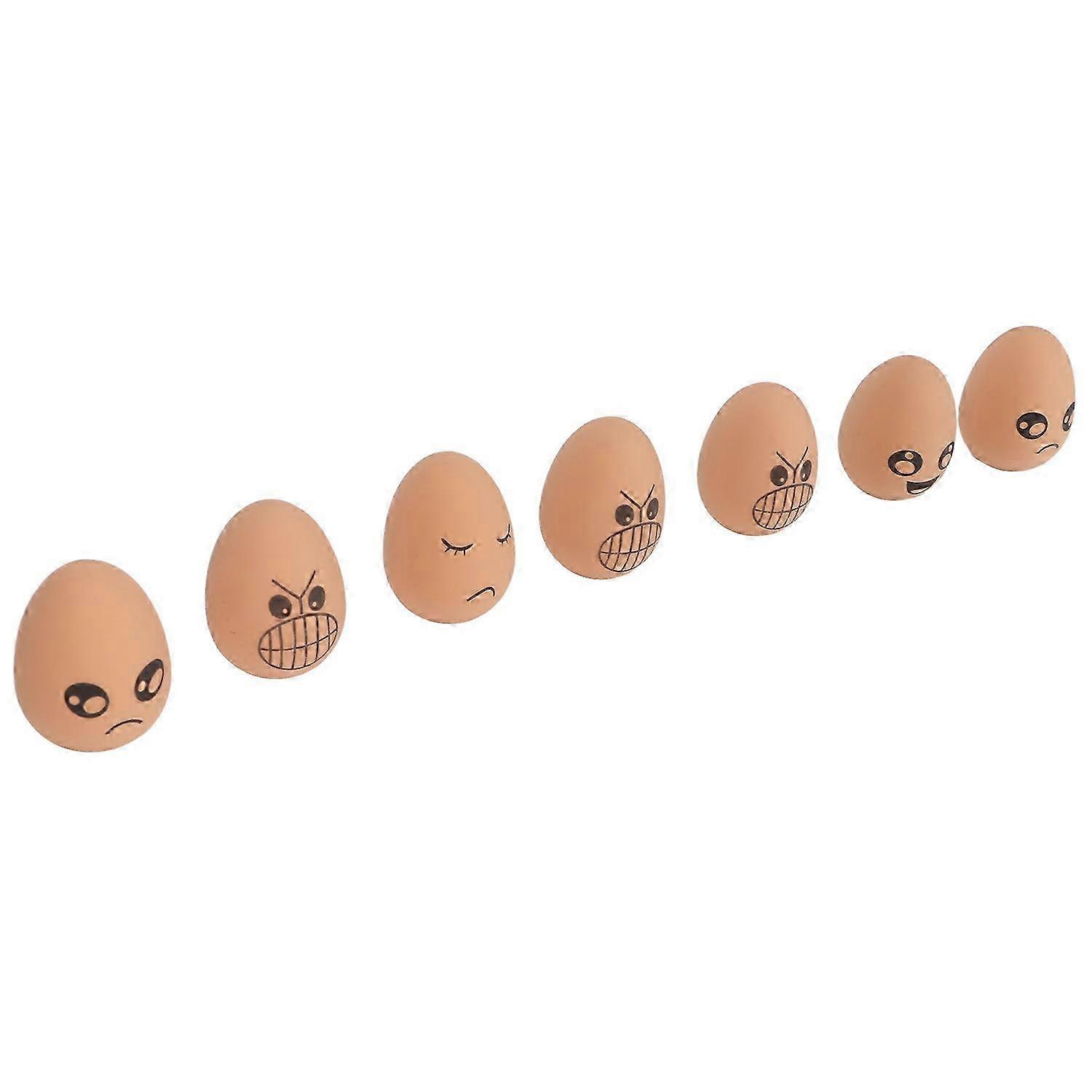 7pcs Fake Eggs Rubber Lifelike Elastic Expression Pattern Artificial Bouncing Ball Eggs for Kitchen