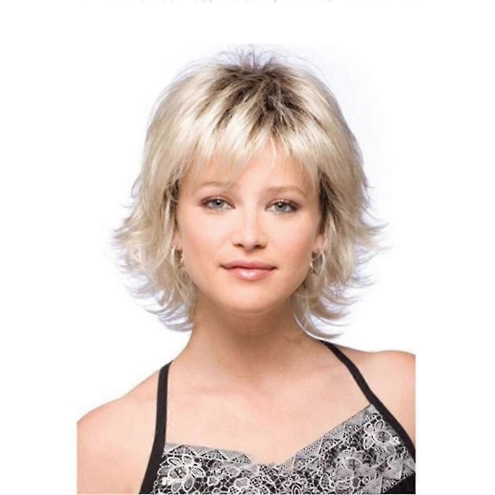 Blond kort krøllet hår, paryk, kvinde