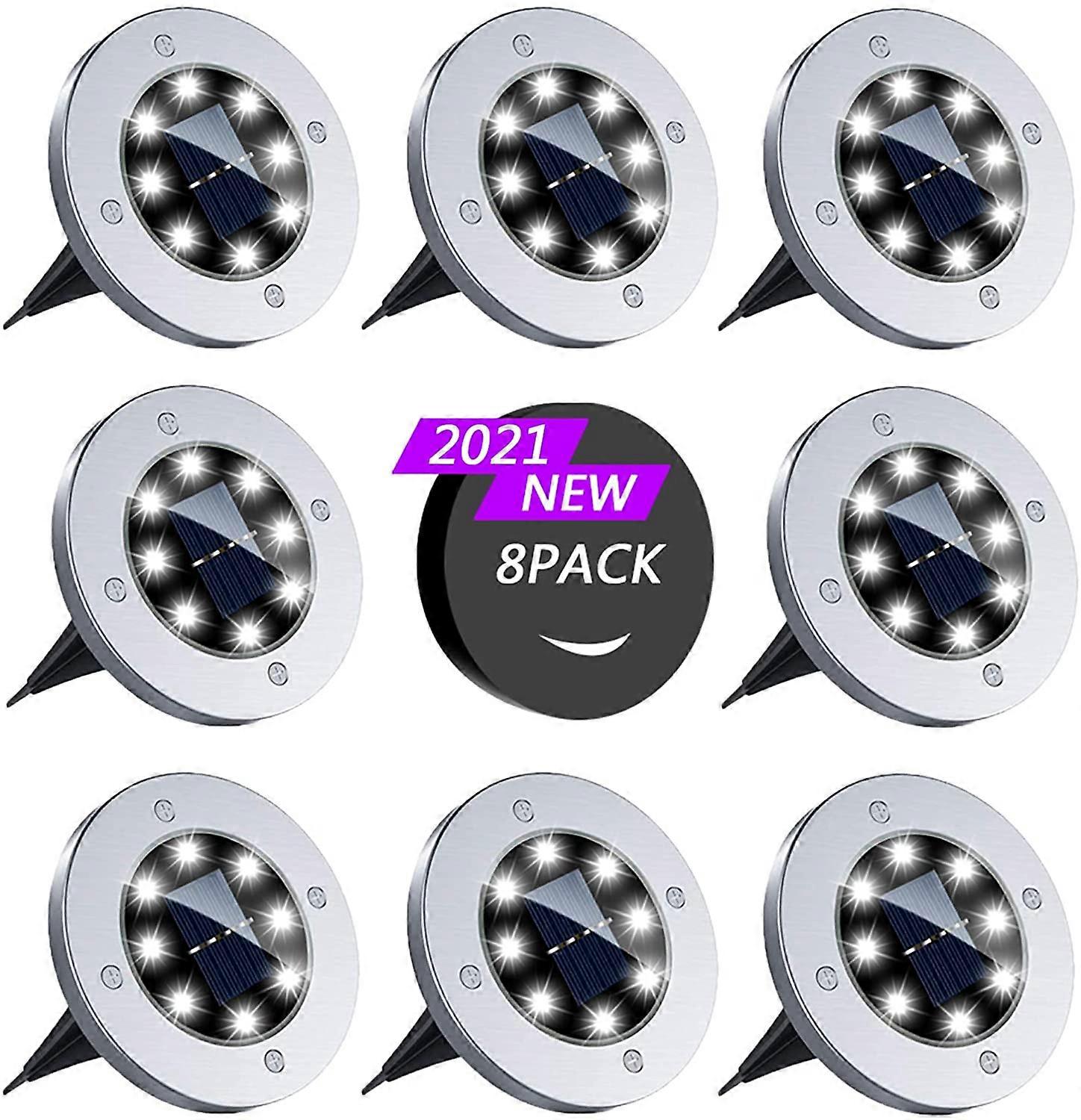 Luci solari all'aperto, 8 pezzi di luci solari a terra Luci da incasso solari 8LED impermeabili per esterni per passerella (bianco freddo)