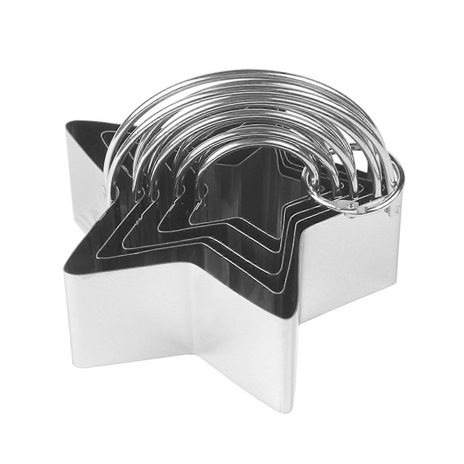 5Pcs Stainless Steel Cookie Cutters with Handle Assorted Size Square Round Star Flower Love Heart