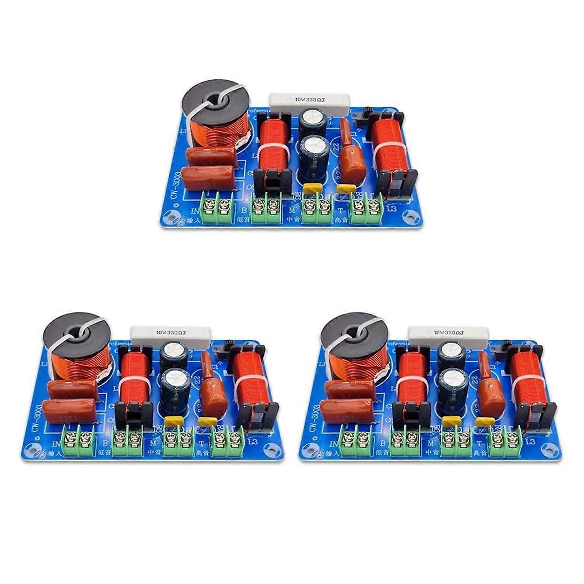 3-Pack High,Medium and Low Speaker Retrofit Crossover 3-Way Audio Adjustable Frequency Divider HiFi