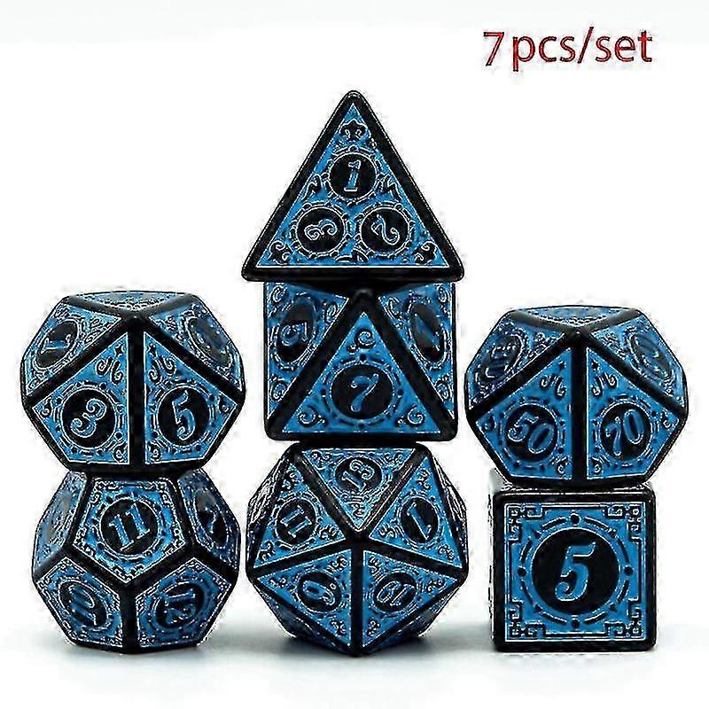7pcs/set Dice Set Dnd D4~d20 Rune Window Lattice Polyhedral Dice For Warhammer Role-playing Board Card Games Rpg D&amp;dblue