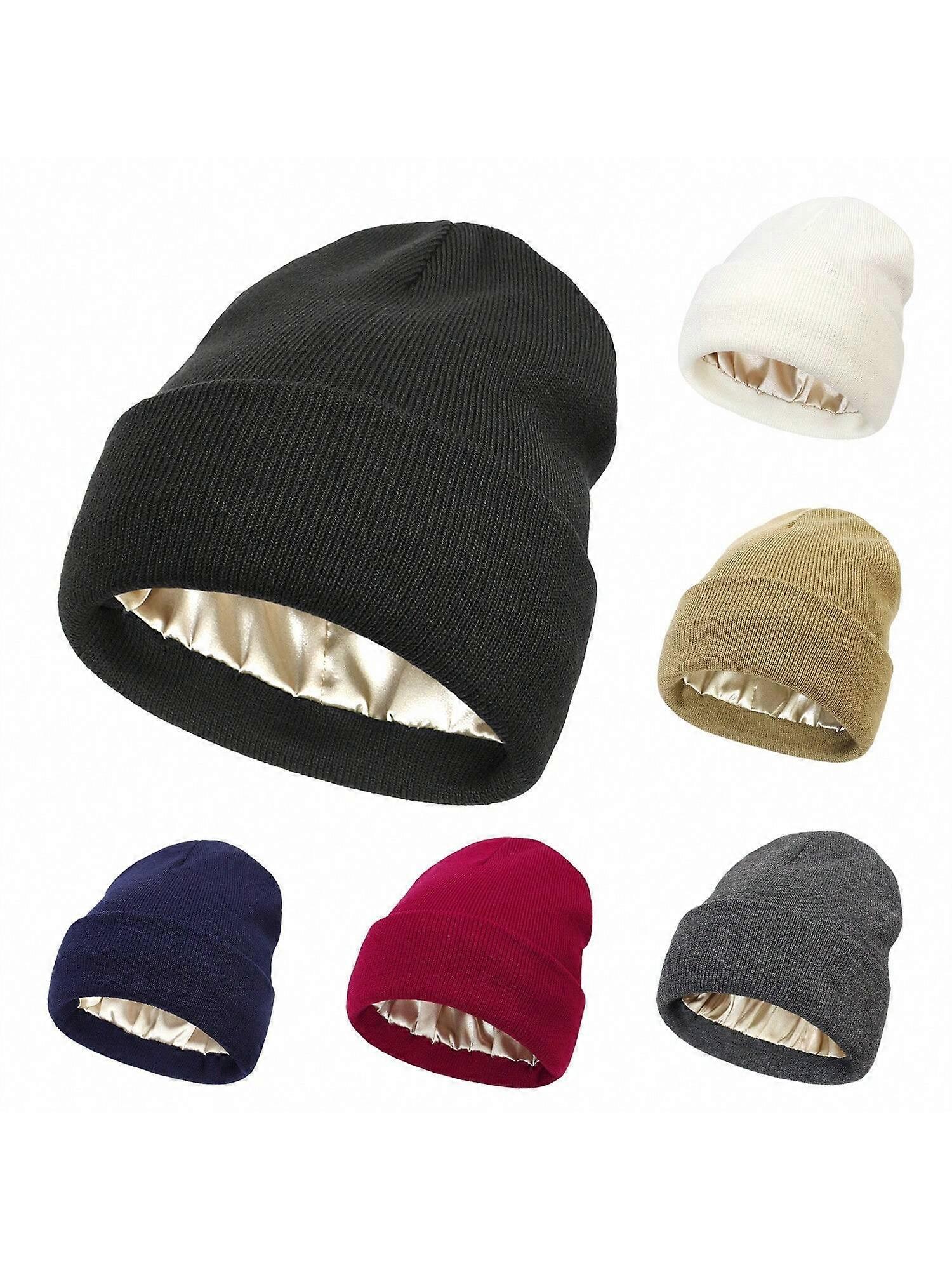 Women'S Silky Satin Beanie -Anti-Static, No Frizz, Tangle-Free KnitCap For Winter Warmth