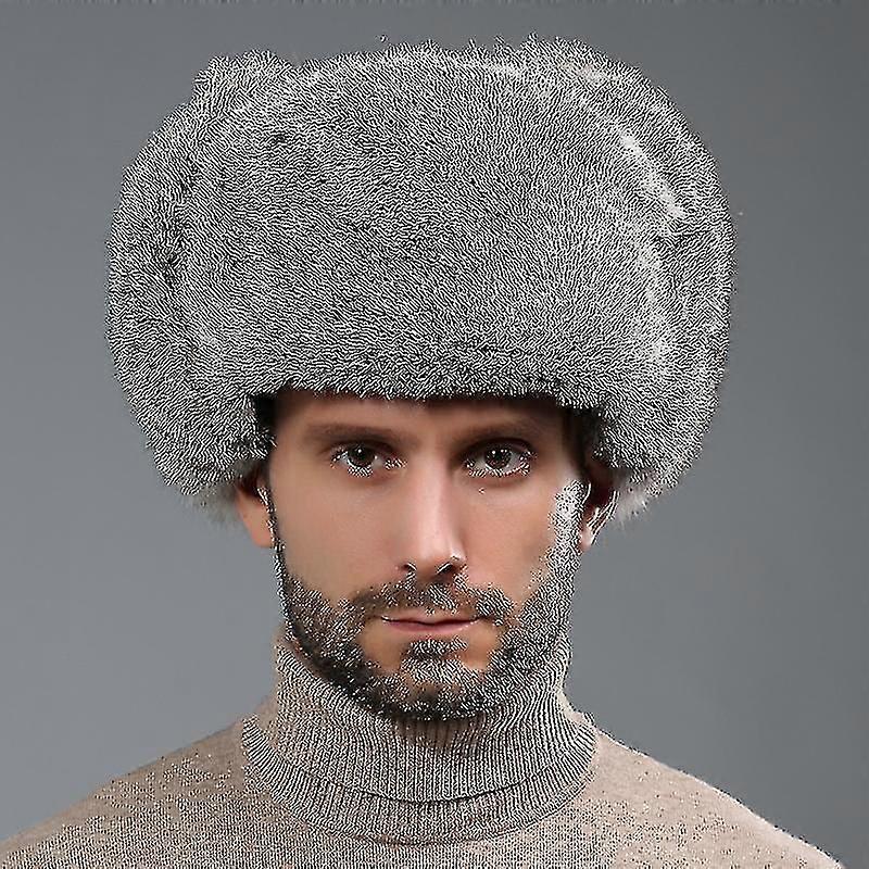 Erkekler Hakiki Kürk Şapka Cilt Şapka Rus Kış Şapka W / kulak Kapakları Erkekler Için Noel Hediyesi Süper